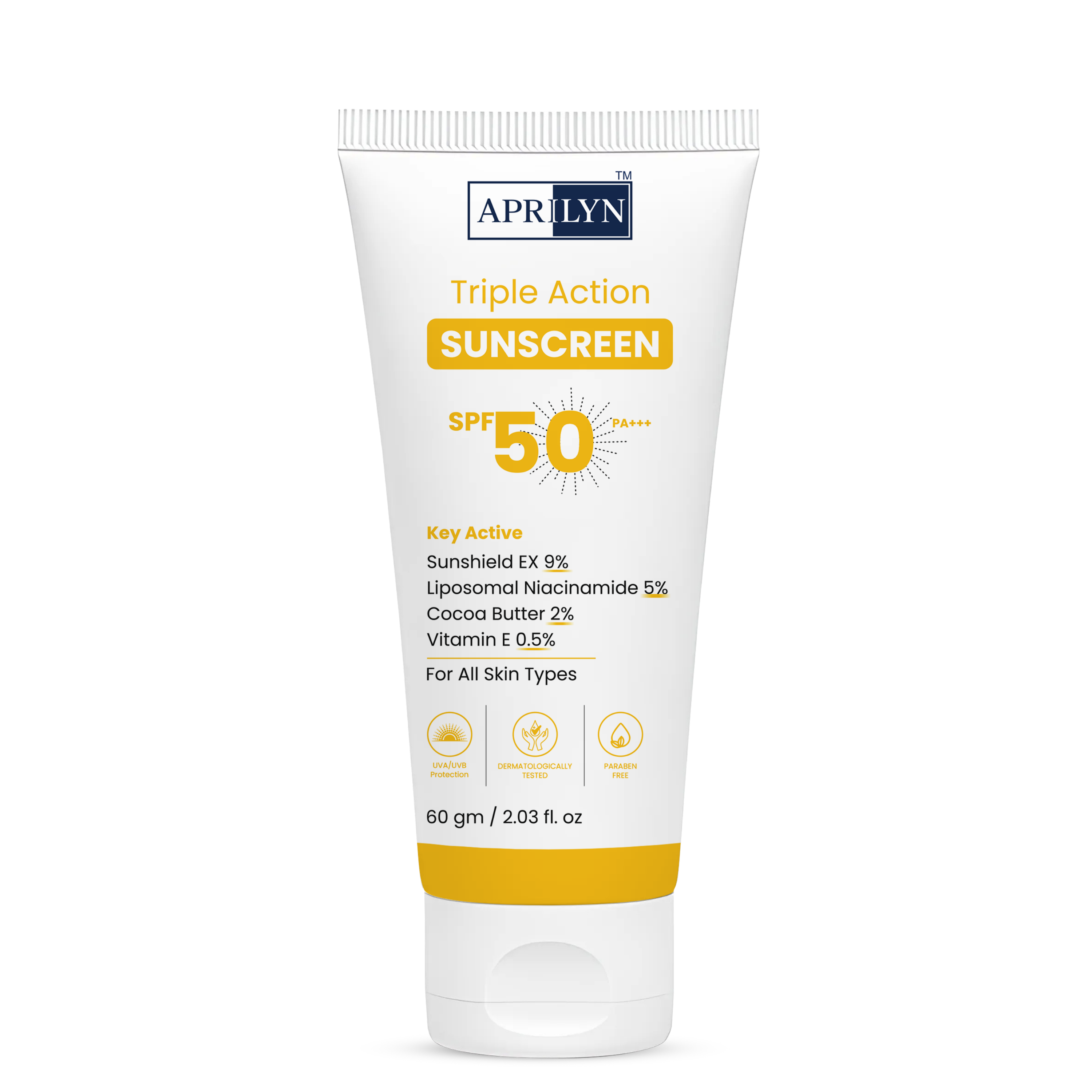 Triple Action Gel Sunscreen SPF 50 PA+++ | Lightweight Oil-Free UV Protection with Liposomal Niacinamide – 60gm