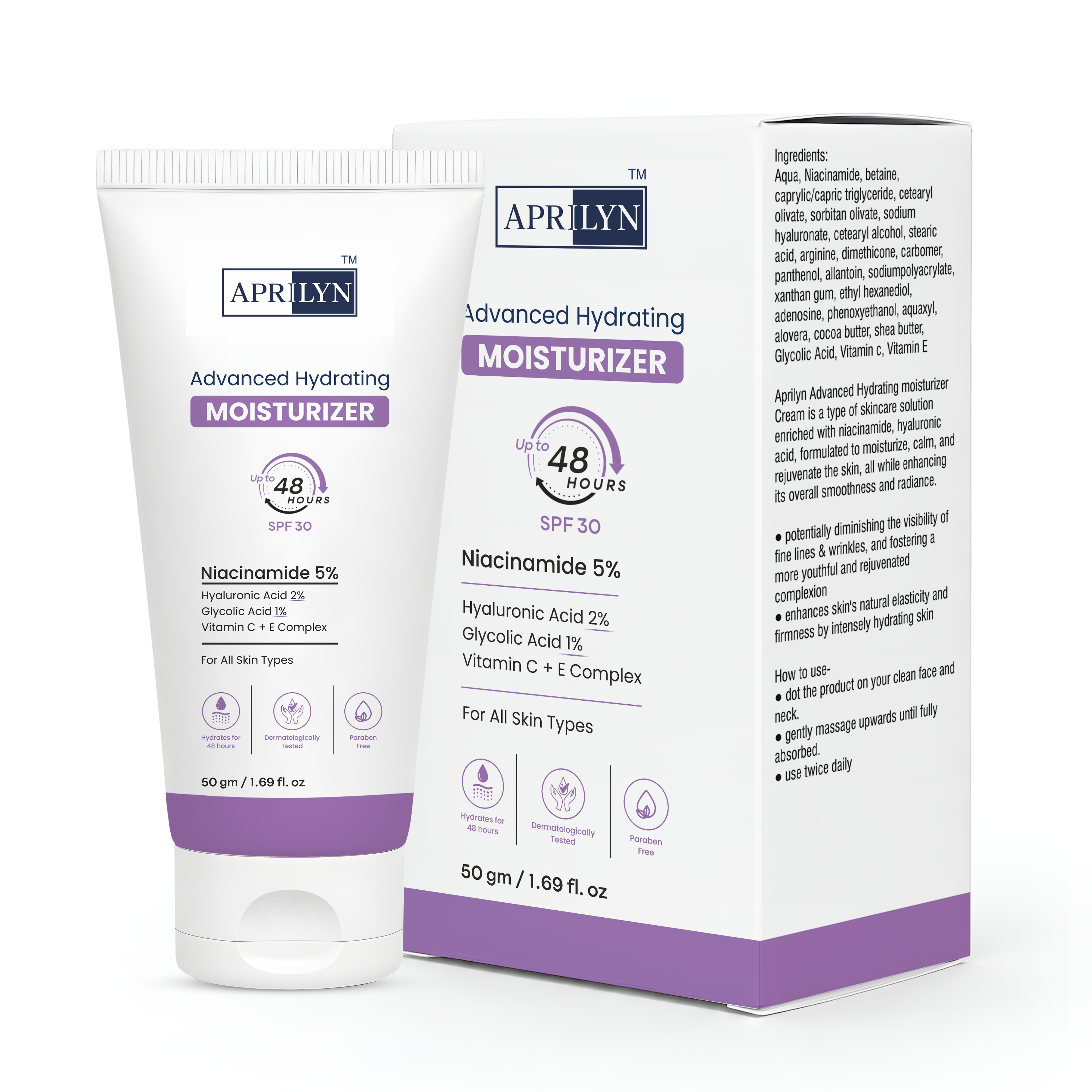 Advanced Hydrating Moisturizer with 5% Niacinamide & 2% Hyaluronic Acid | Barrier Repair & Brightening Formula – 50gm