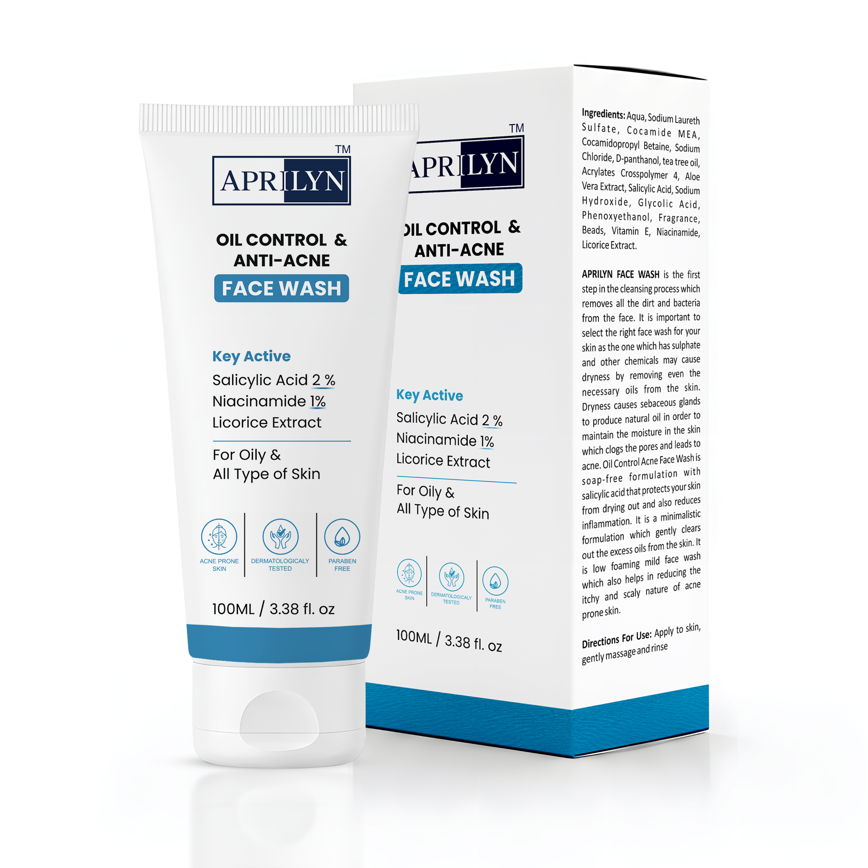 Oil & Acne Control Face Wash with 2% Salicylic Acid | Deep Cleansing Formula for Oily & Acne Prone Skin – 100ml