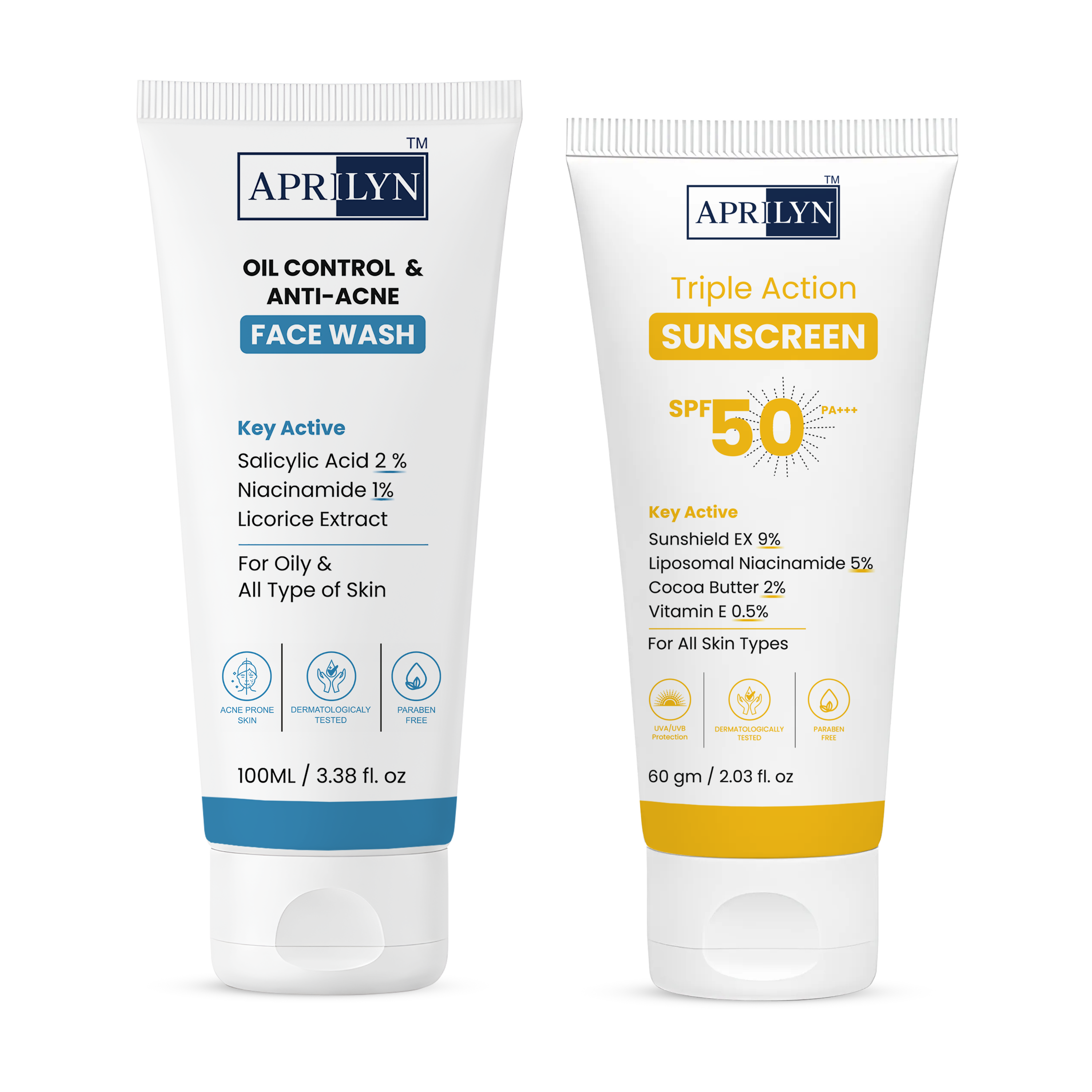 Salicylic Acid Face Wash + SPF 50 Sunscreen Combo for Men & Women