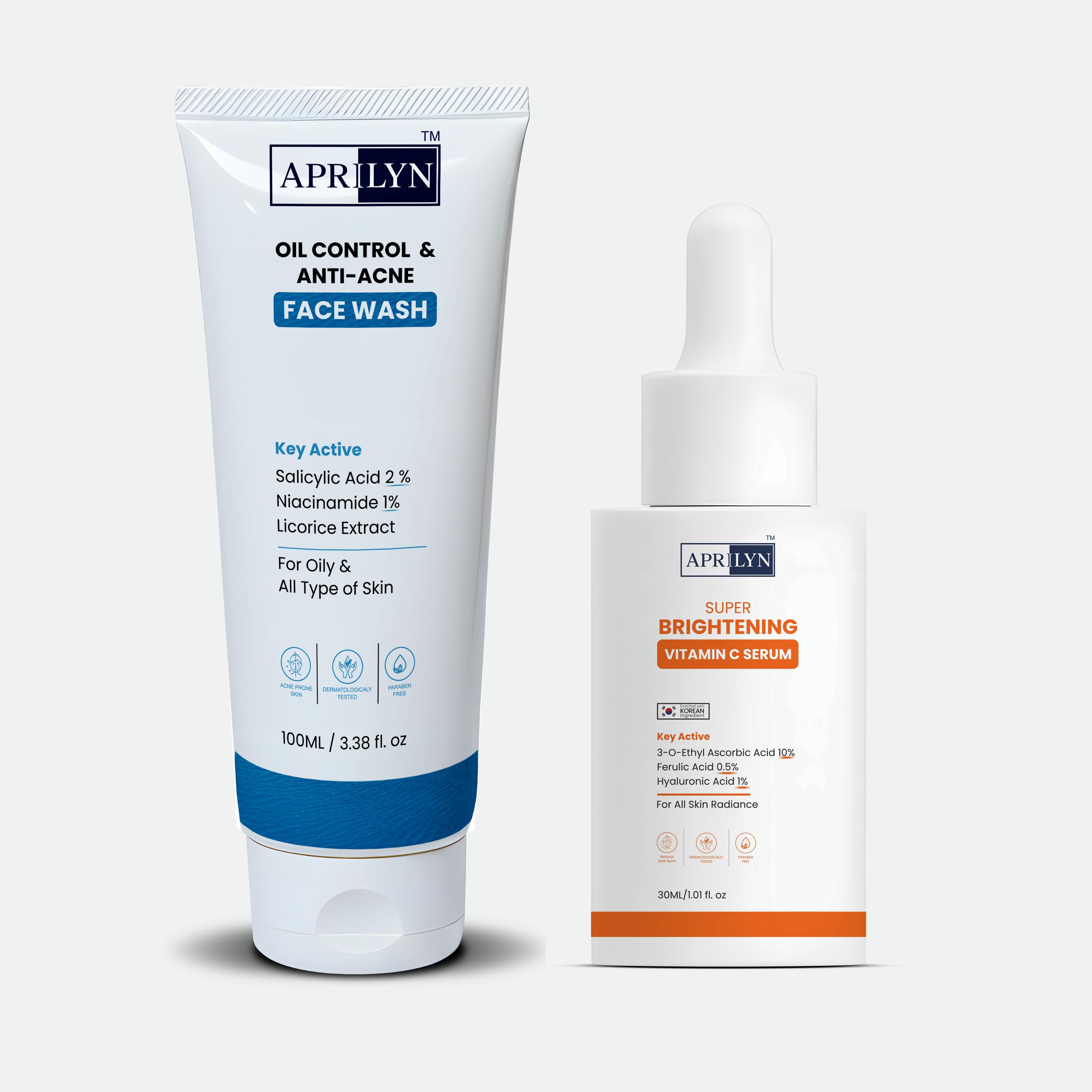 APRILYN Brightening & Acne Control Duo | Vitamin C Serum + Salicylic Face Wash