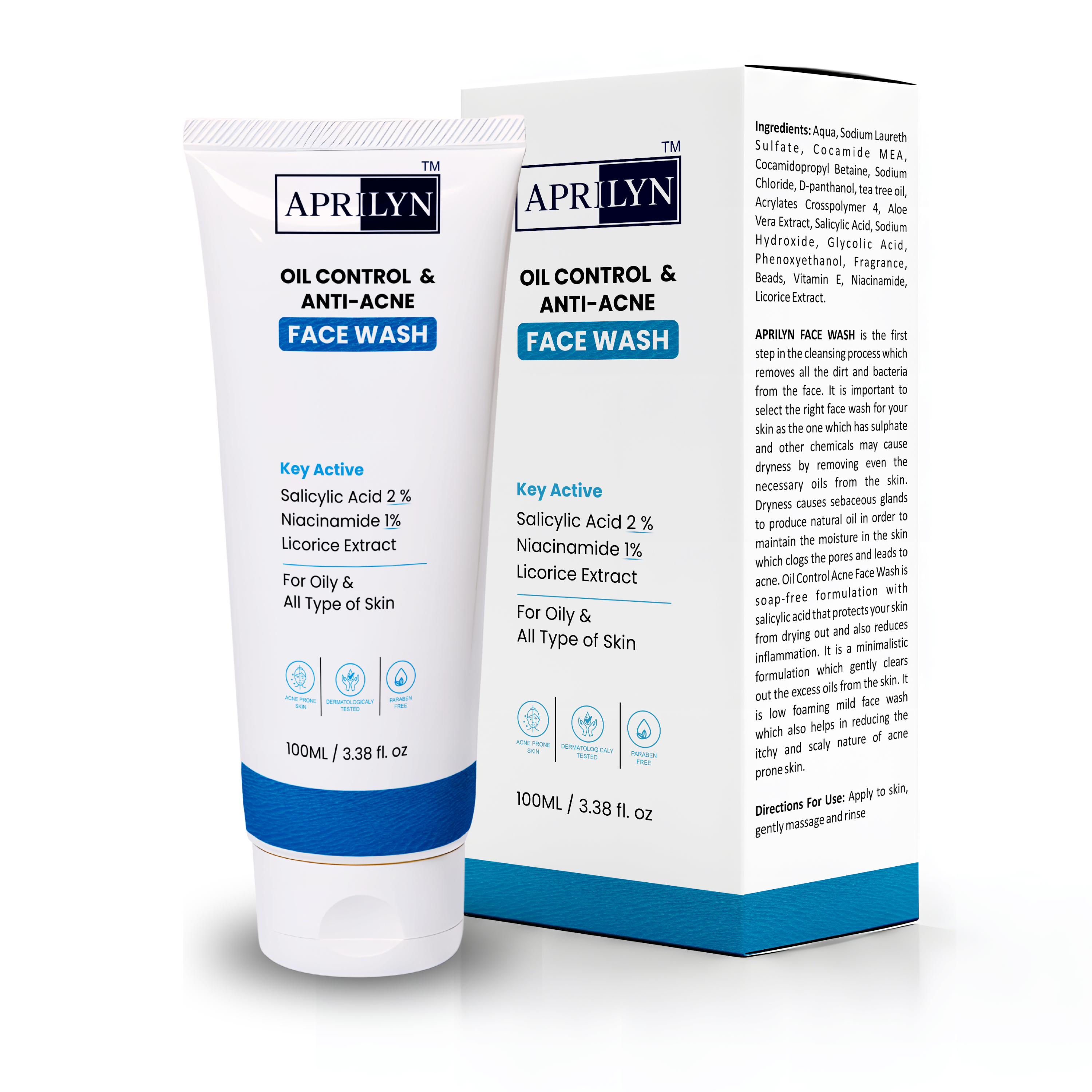 APRILYN Oil Control Face Wash for Oily & Acne Skin | 2% Salicylic Acid