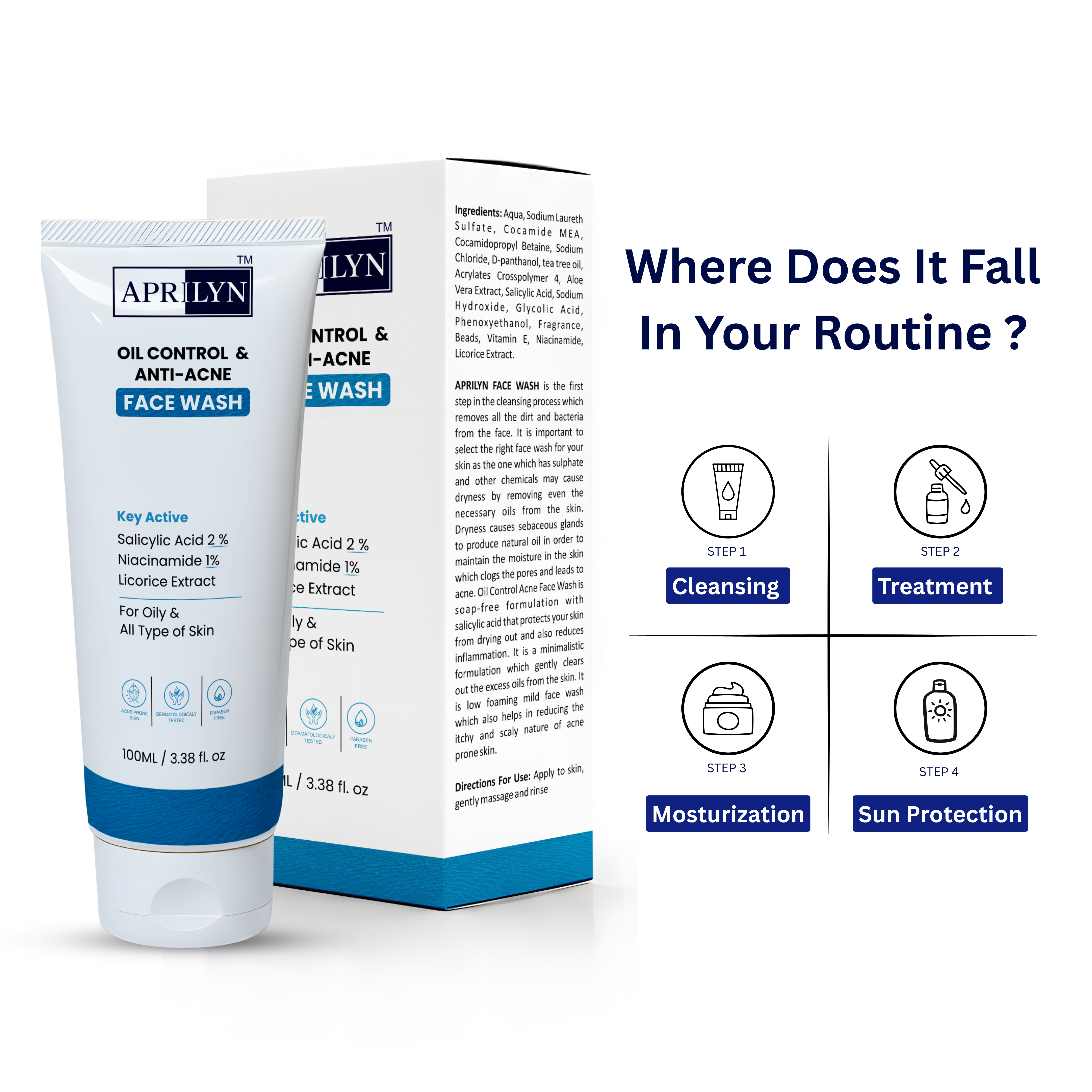 Salicylic Acid Face Wash + SPF 50 Sunscreen Combo for Men & Women