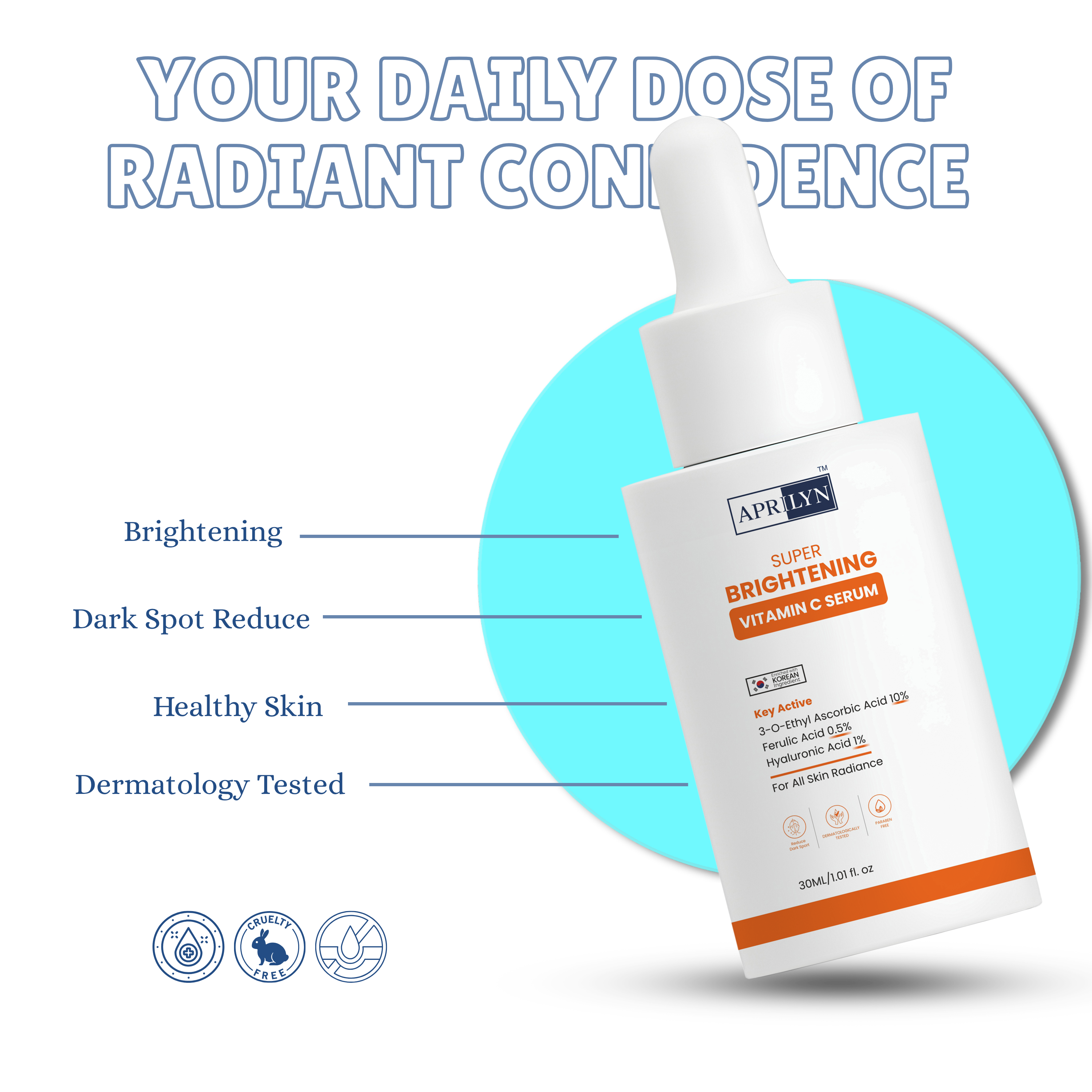 Super Brightening Vitamin C Serum with 10% 3-O-Ethyl Ascorbic Acid | Hydrating Glow Boost Formula – 30ml