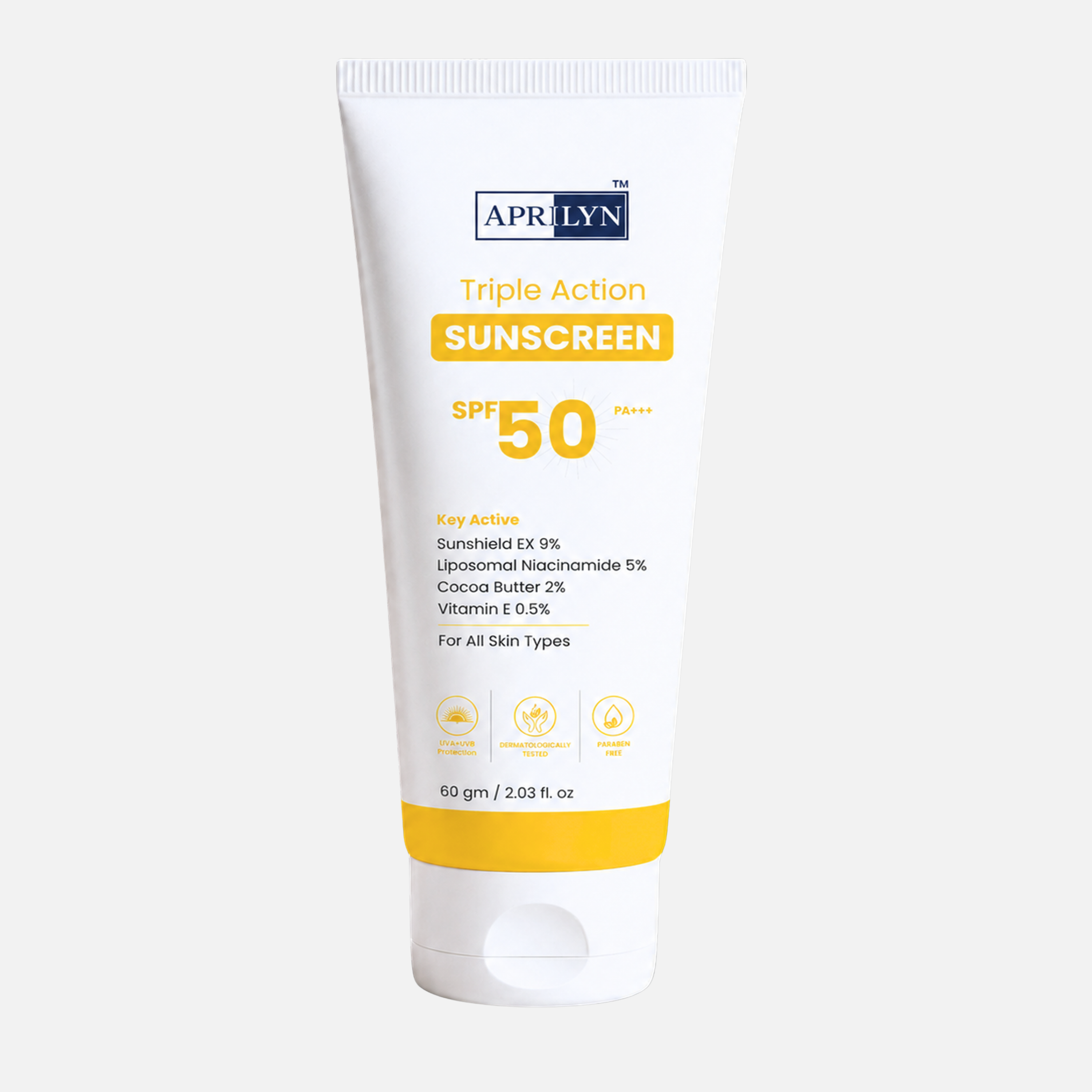 Triple Action Gel Sunscreen SPF 50 PA+++ | Lightweight Oil-Free UV Protection with Liposomal Niacinamide – 60gm